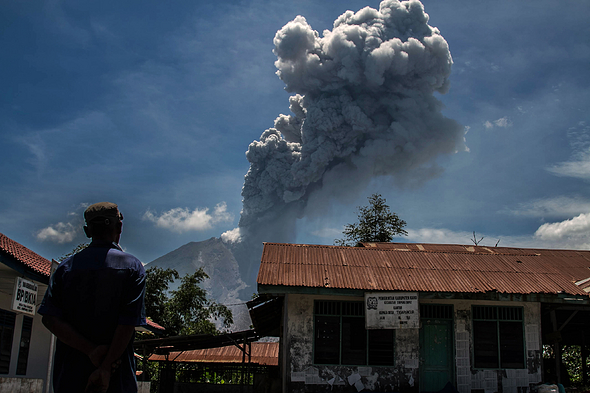 Sinabung Volcano Erupts In North Sumatra 2017